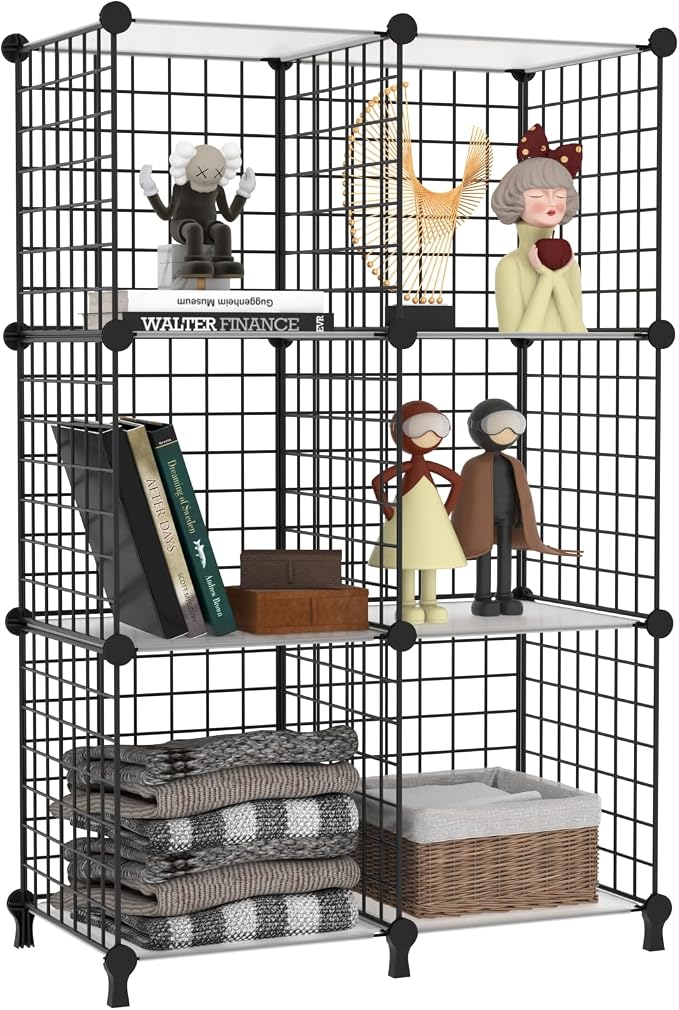 AWTATOS Wire 6 Cube Storage Organizer, Closet Storage Shelves Stackable | Metal by AWTATOS