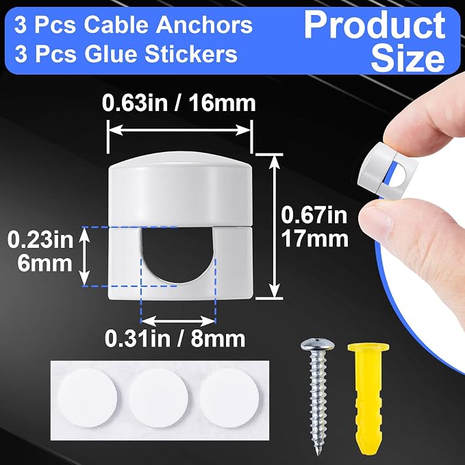 3 Sets Charger Holders for Cords, Adhesive Metal Cord Clips, Cable Management - Image 2