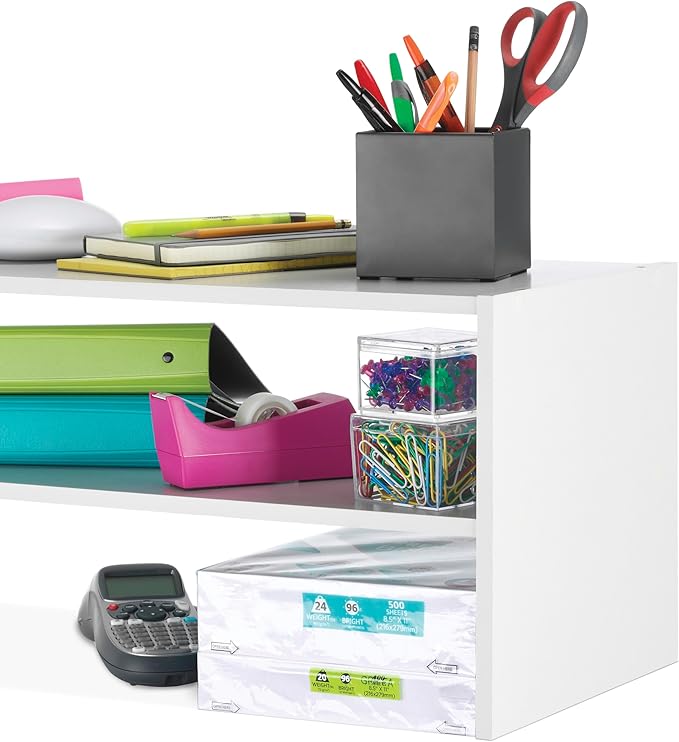 Whitmor Stackable 28" Extra Wide 2-Shelf Storage Organizer, Stackable Wood - Image 5