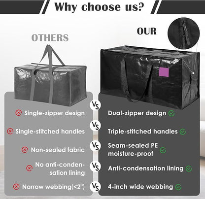 12 Pack Moving Bags with Full-Open Side Zipper, Extra Large 93L Heavy Duty - Image 9