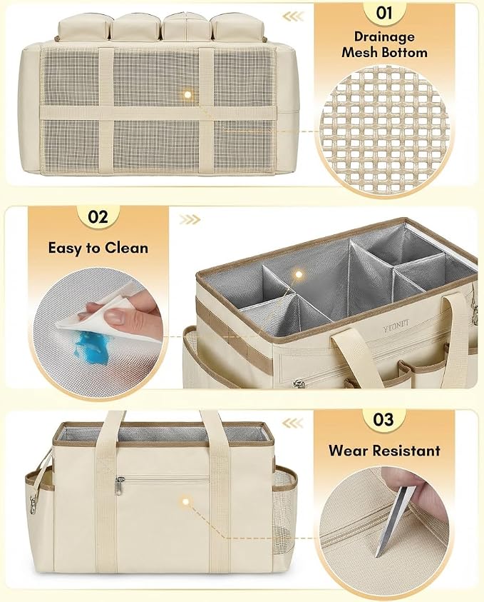 Ytonet Cleaning Caddy Bag with Detachable Apron, Extra Large Cleaning Supplies - Image 6