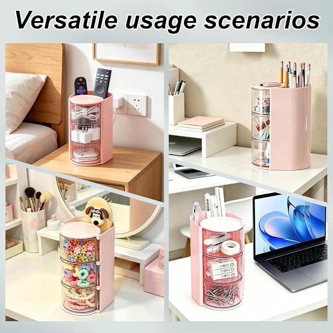 Storage Pen Holder For Storage, 3-Layer Hair Accessories Organizer | Rotatable - Image 3