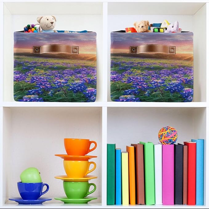 Sunrise over Meadows Of Bluebonnet Storage Bins Box Foldable Shelf Basket - Image 6