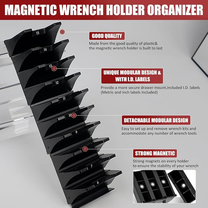 24 PCS Magnetic Modular Wrench Organizer Wrench Holder - Image 6