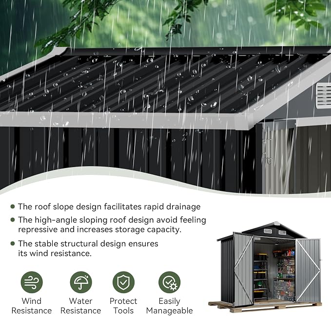 Aoxun 6.2x4 FT Shed Outdoor Galvanized Storage Shed - Image 4