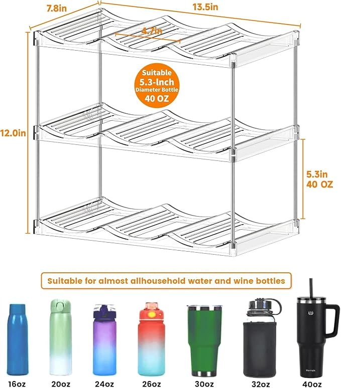 Yieach 2 Pack 2 Tier Waterbottle Organizer - Image 3