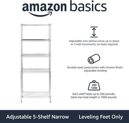 Amazon Basics 5-Shelf Adjustable, Storage Shelving Unit, Steel Organizer Wire - Image 2