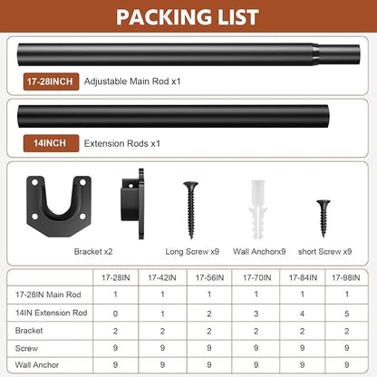 Closet Rods for Hanging Clothes, 17-42 Inch Stepless Adjustable Closet Rod - Image 7