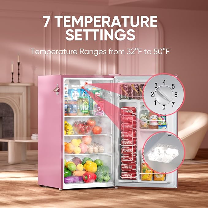 Upstreman 3.2 Cu.Ft Retro Mini Fridge - Image 4