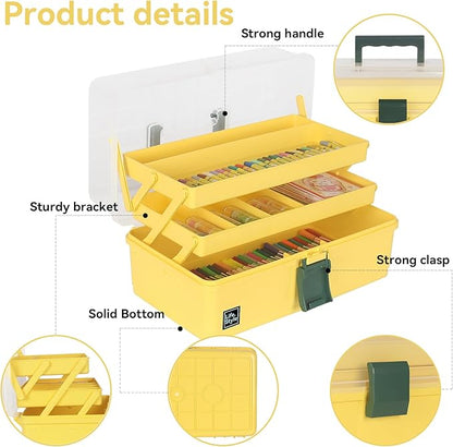 WEWLINE 13-Inch Art Box Sewing Storage Organizer 3-Layers Craft Storage - Image 4