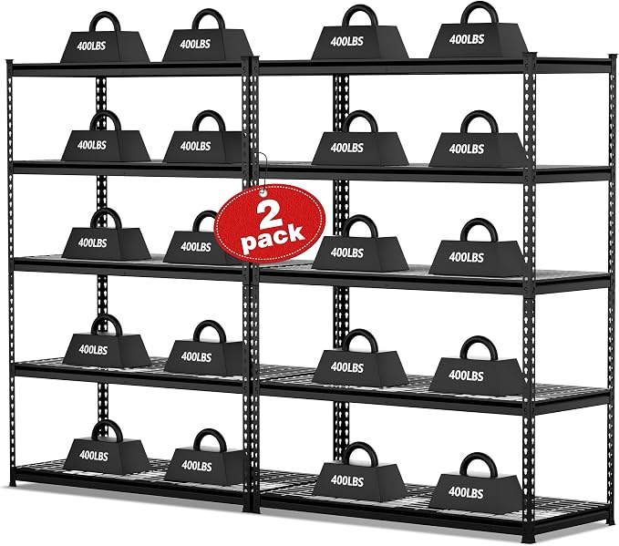 WORKPRO 5-Tier Metal Shelving Unit, 48”W x 24”D x 72”H, Heavy Duty Adjustable by WORKPRO