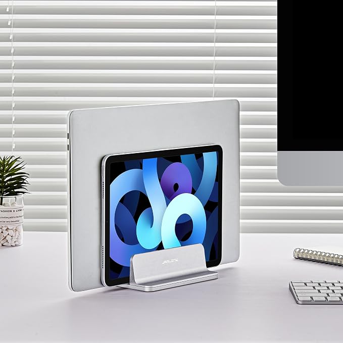 JARLINK Vertical Laptop Stand, Adjustable Aluminum Desktop Holder, Space-saving - Image 8