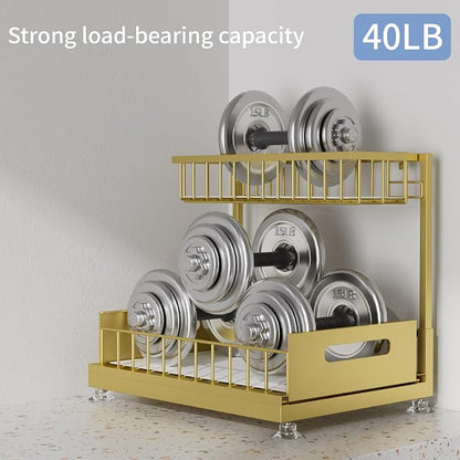 2 Pack Under Sink Organizer Storage 2-Tier Premium Metal Pull-Out Racks - Image 4