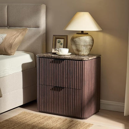 Fluted Nightstand Set of 2, Bedside Table - Image 6