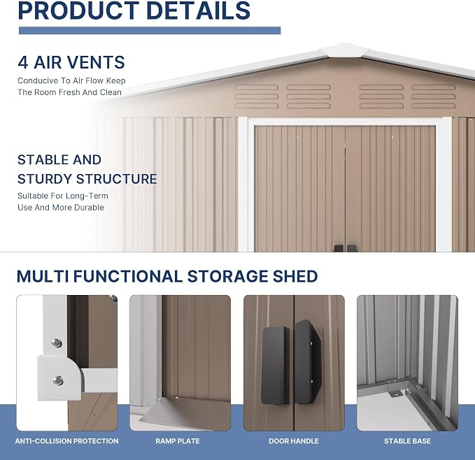 Kullavik 8FT x 6FT Outdoor Storage Shed - Image 3