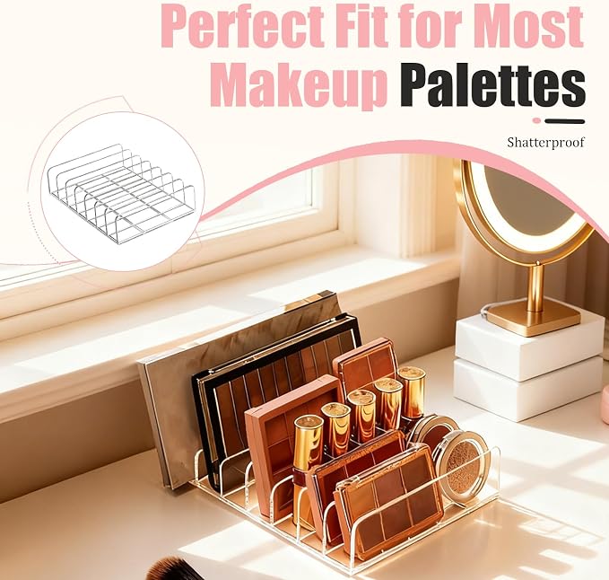 2-Pack Acrylic Makeup Palette Organizer, 7-Slot Eyeshadow Palette Storage - Image 2