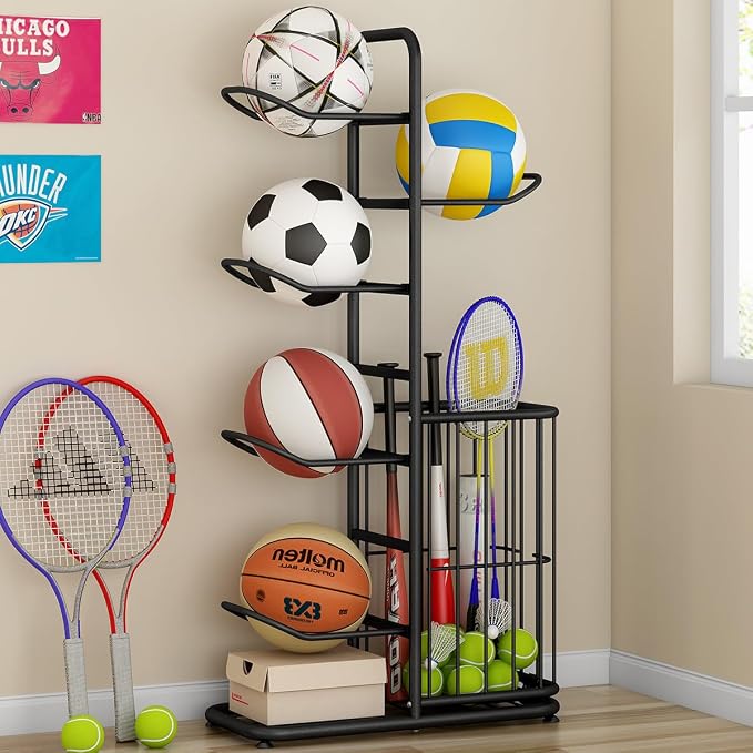 Sports Ball Storage Rack | Adjustable Vertical Stand - Image 4