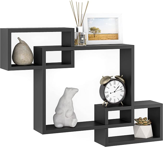 Ballucci Wooden Interweave Floating Wall Mounted Shelves, Horizontal and - Image 9