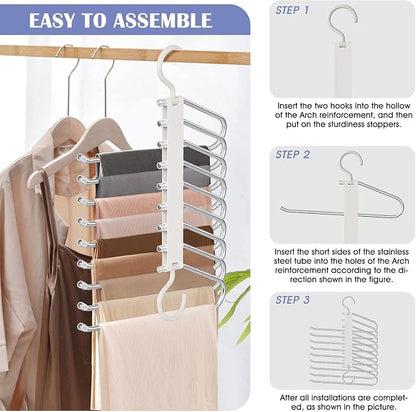 Upgrade 9 Layers Pants Hangers Space Saving, 4 Pack Pant Hangers Organizer - Image 6