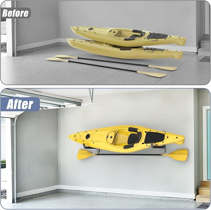 WALMANN Wall Mount Kayak Rack for Garage, Heavy-Duty Kayak Storage Hangers - Image 7