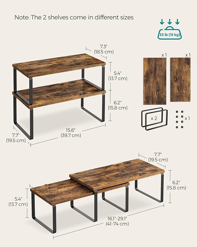 SONGMICS Cabinet Organizer Shelf, Kitchen Storage, Spice Rack, Expandable - Image 2