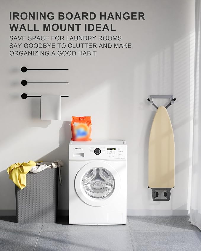 2PC Ironing Board Hanger Wall Mount Stainless Steel, Y T Leg Ironing Board - Image 4