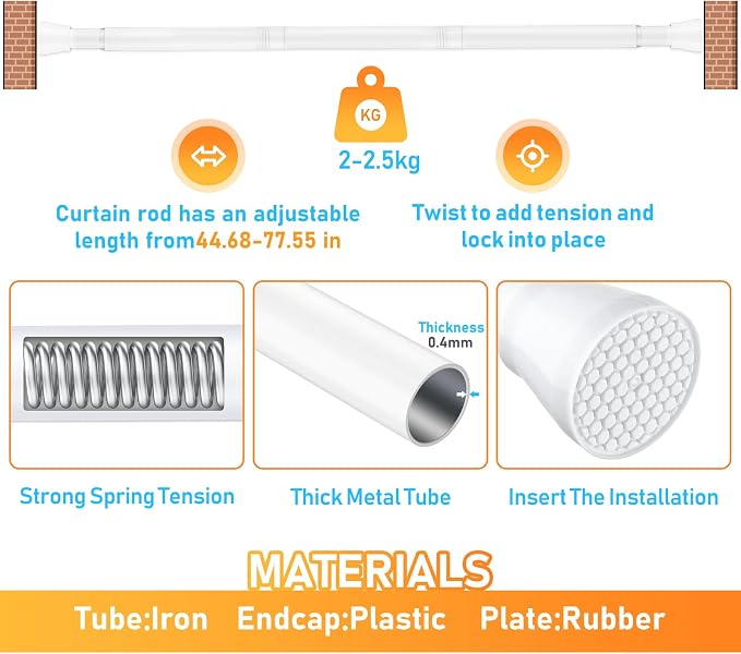 MEXAU 2 Pack Tension Curtain Rod - Image 6