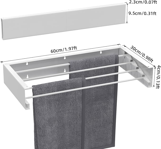Wall Mounted Drying Rack for Laundry 23.6'', Folding Drying Rack Clothing Wall - Image 5