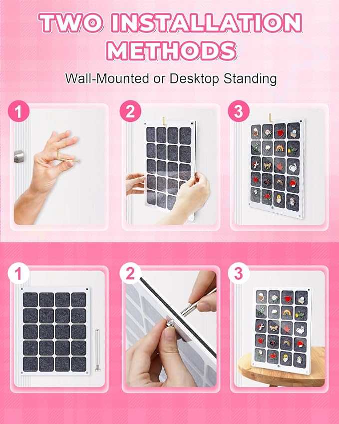 UCEC 20 Grids Clear Acrylic Pin Display Board & 50 PCS Rubber Pin Backs - Image 6