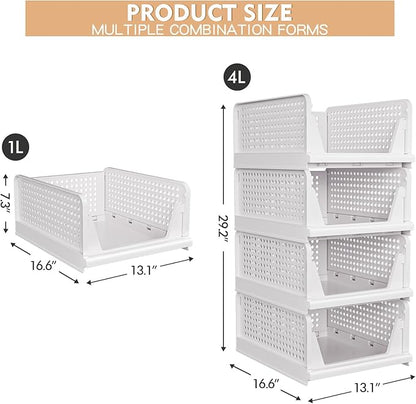 4 Pack Stackable Closet Storage Basket - Image 4