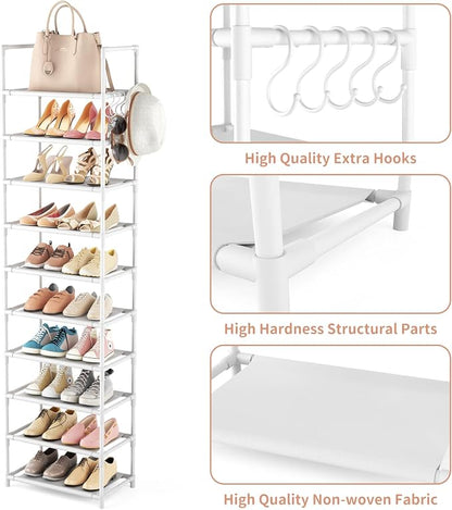 LANTEFUL 10 Tiers Tall Shoe Rack 20-25 Pairs Boots Organizer Storage Sturdy - Image 4