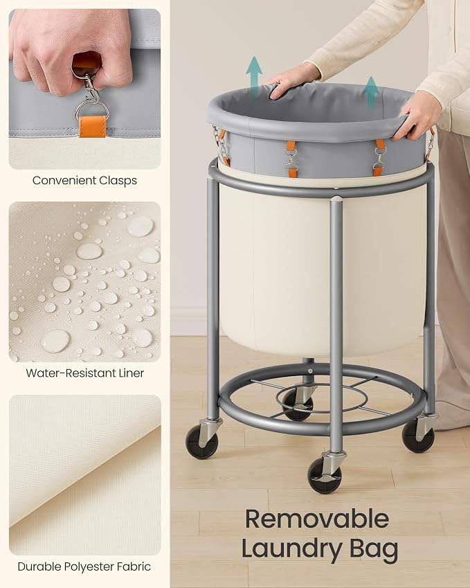 SONGMICS Laundry Basket, Rolling Steel Frame - Image 7