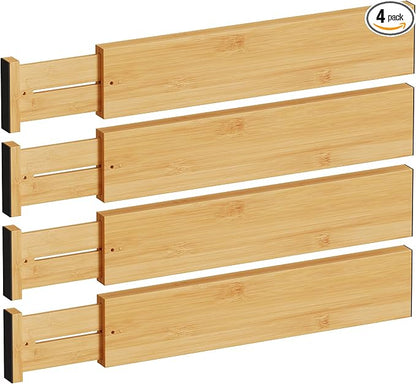 BAMEOS Bamboo Expandable Drawer Dividers – Fits 16.65"–22" Drawers, Bathroom & by BAMEOS