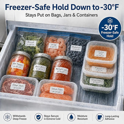 1200 Freezer Labels to Write On, 1x2 Inch Removable Food Labels, Freezer-Safe - Image 3