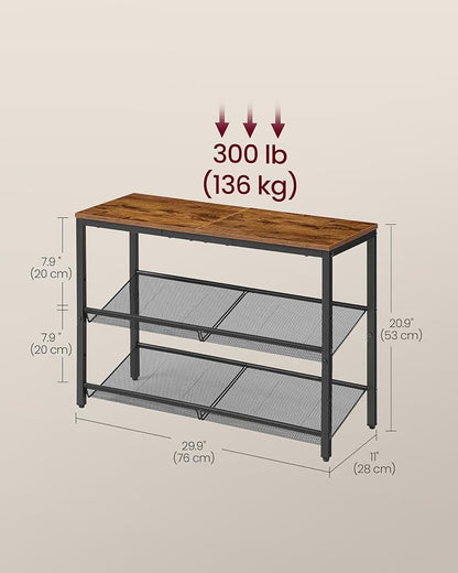 VASAGLE Shoe Rack for Entryway, Freestanding, Adjustable, Industrial | 3-Tier - Image 3