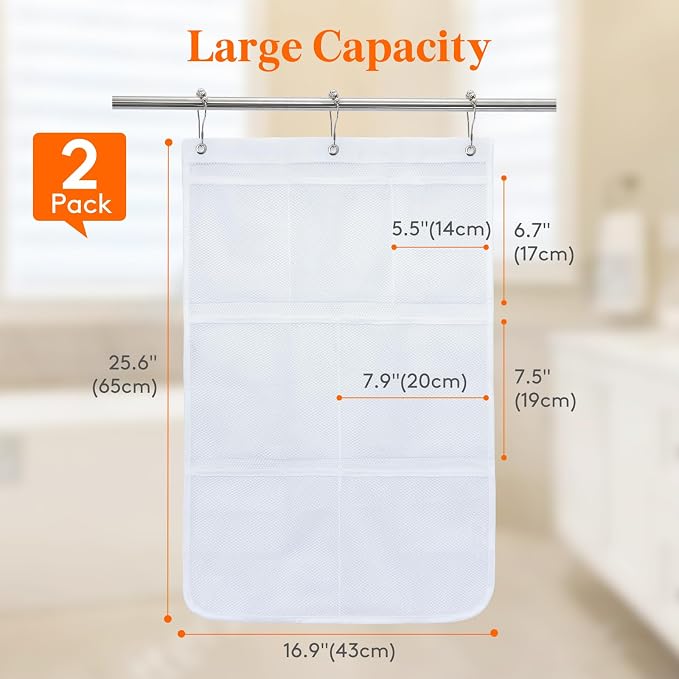 Lifewit Cruise Essentials Shower Caddy Must-Have, 7 Pockets Hanging Bathroom - Image 2
