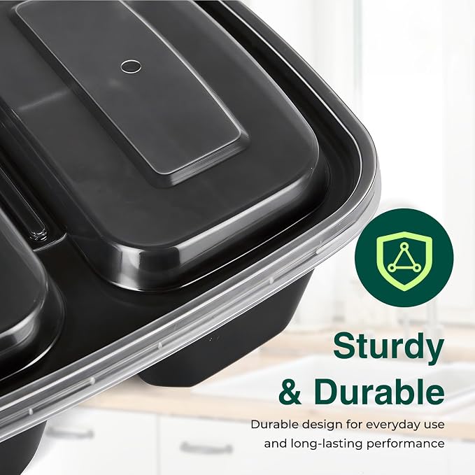 100 Pack32 oz Meal Prep Containers, 2-Compartment Reusable Food Storage - Image 10