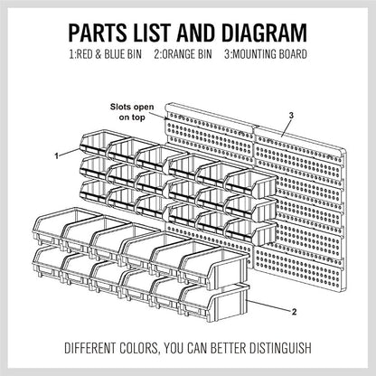 SEDY 30-Bin Wall-Mounted Storage Rack System - Image 8