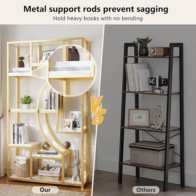 Modern Book Shelf, 70.8 Inch Tall Etagere Bookcase, Bookcases/Bookshelf - Image 8