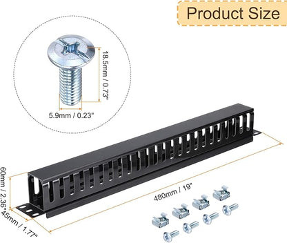 PATIKIL 1U 19 Inch Cable Manager, 6 Pack 24 Slot Horizontal Rack Mount Wire - Image 2