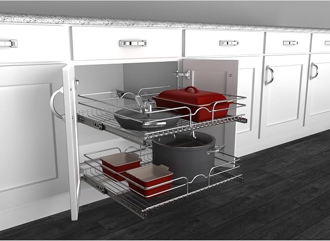Rev-A-Shelf 2-Tier Kitchen Cabinet Pullout Shelf and Drawer Organizer Slide Out - Image 9