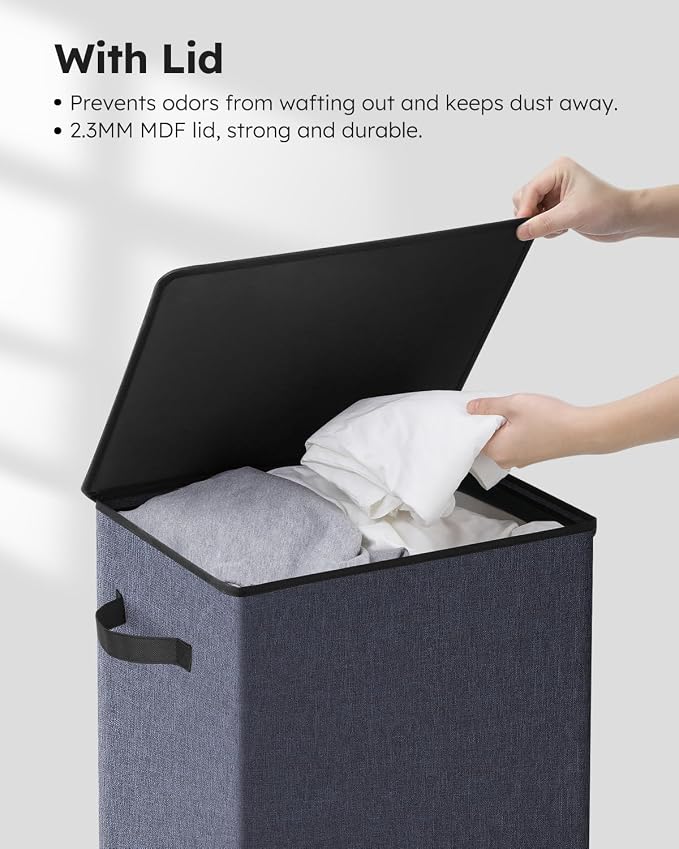 SOLEDI Laundry Hamper with Lid 100L Large & Tall Collapsible Laundry Basket - Image 5