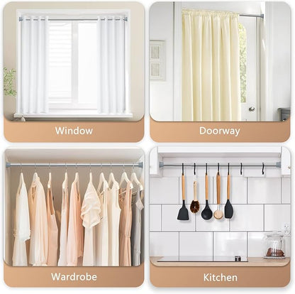 2PCS Silver Shower Curtain Rod 23-46Inch, Tension Curtain Rods No Drilling | - Image 5