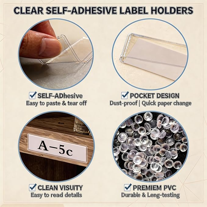 Self Adhesive Label Holders, ELEMGULY 100 Pack Adhesive Shelf Tag Shelf Label - Image 4
