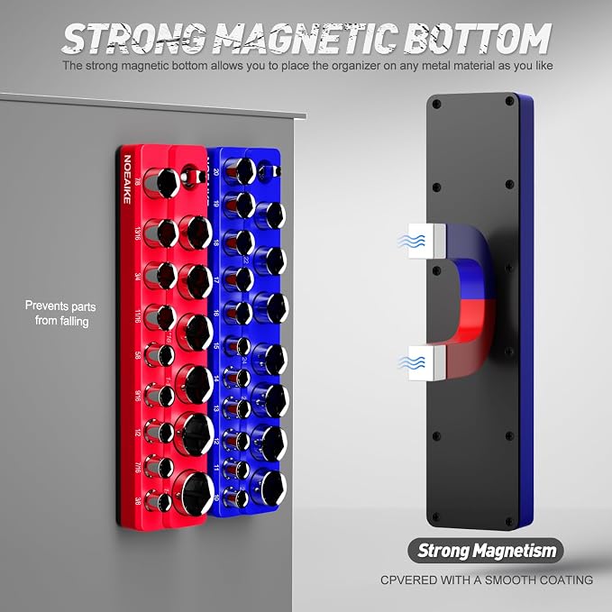 1/2 Inch Magnetic Socket Organizer, Holds 35 Pcs Standard Sockets - Image 3