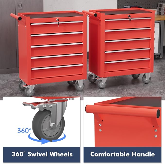 5-Drawer Tool Chest, Rolling Tool Cart - Image 5