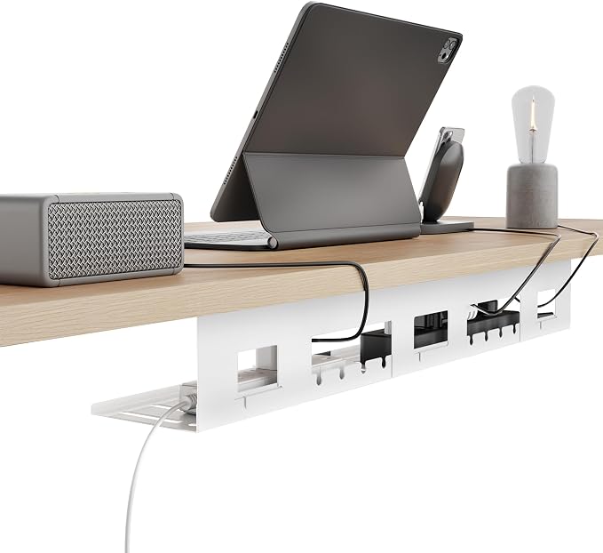 Under Desk Cable Management Tray, 31.5 Inches Metal Cord Organizer Rack by Pegzone