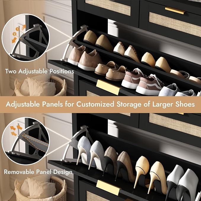HOKYHOKY Rattan Shoe Storage Cabinet - Image 5
