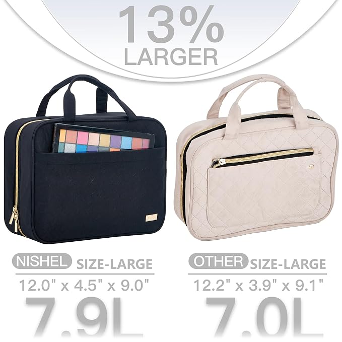 NISHEL Travel Toiletry Bag for women, Portable Hanging Organizer for Full-Sized - Image 3