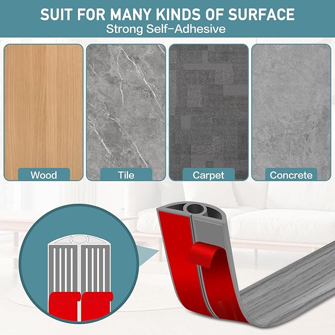 Floor Cord Cover Self Adhesive Cord Hider Floor Extension Cord Covers - Image 4